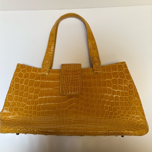 Fiori Italy Mustard Crocodile-Embossed Handbag - Picture 1 of 8